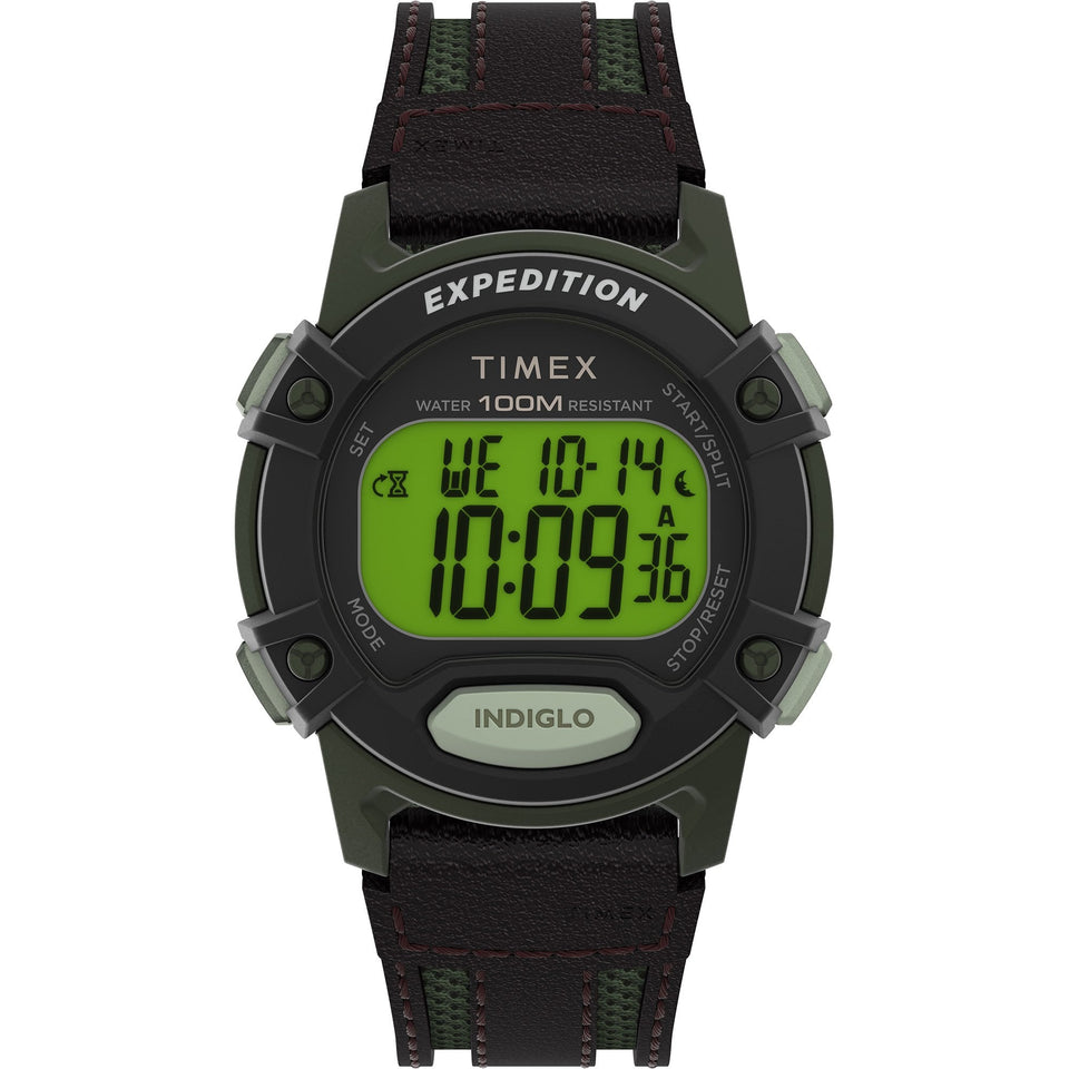 Timex Mens Expedition CAT5 41mm Digital Leather Strap Watch