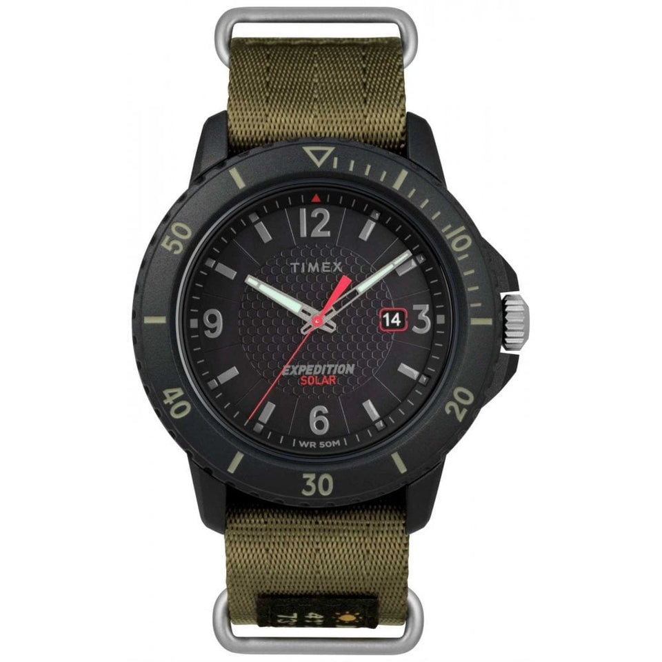 Timex Mens Expedition Gallatin Solar 44mm Khaki Strap Watch