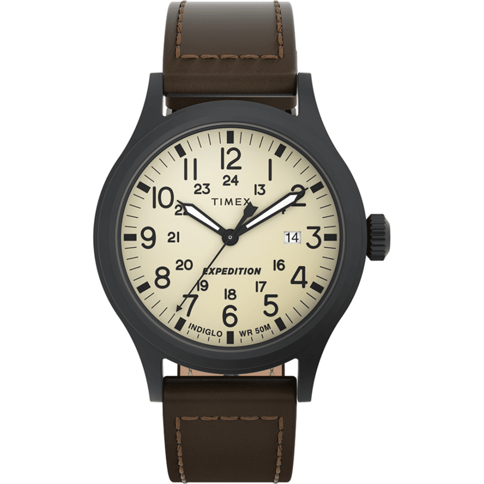 Timex Men's Expedition Scout® 40mm Cream Dial Leather Watch