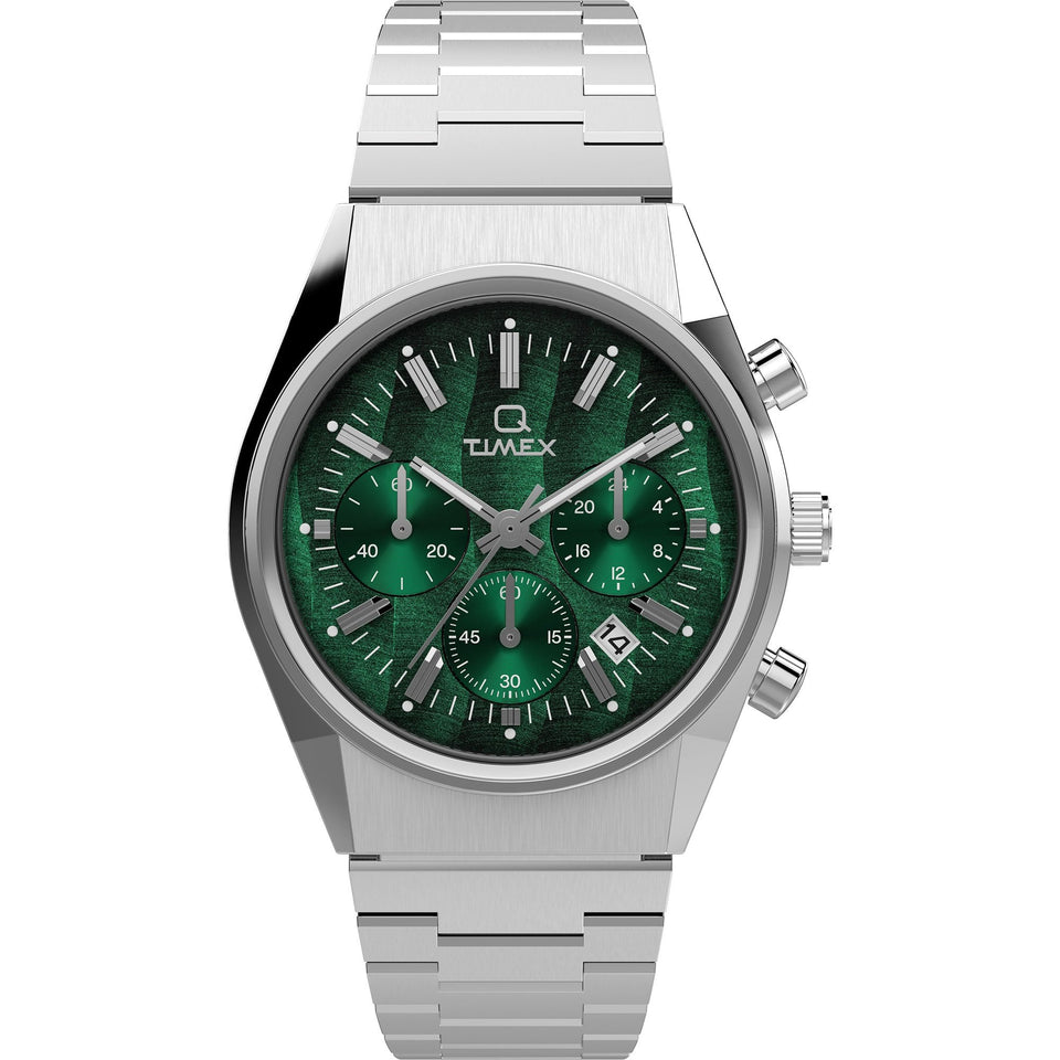 Timex Mens Falcon Eye 40mm Green Dial Chronograph Watch