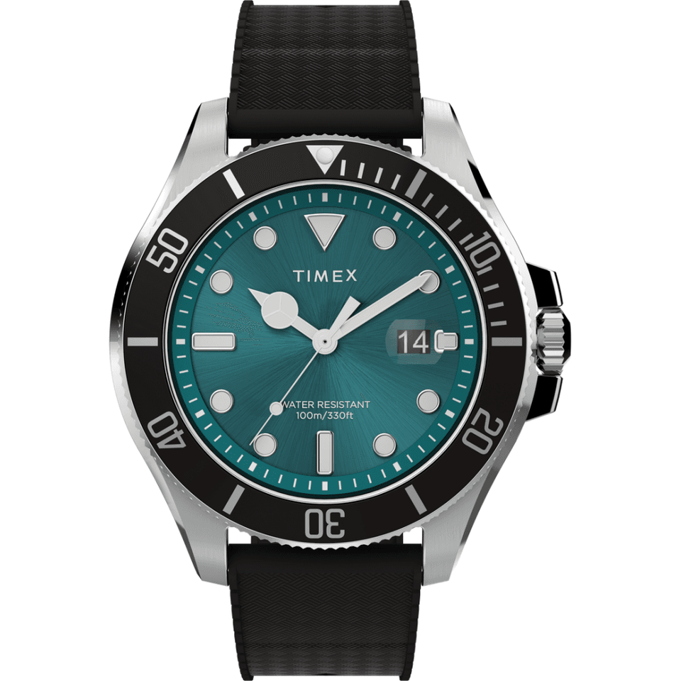 Timex Men's Harborside 43mm Blue Dial Rubber/Resin Watch