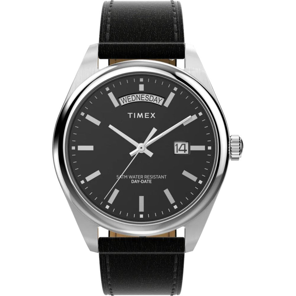 Timex Men's Legacy 41mm Black Vegan Leather Strap Watch