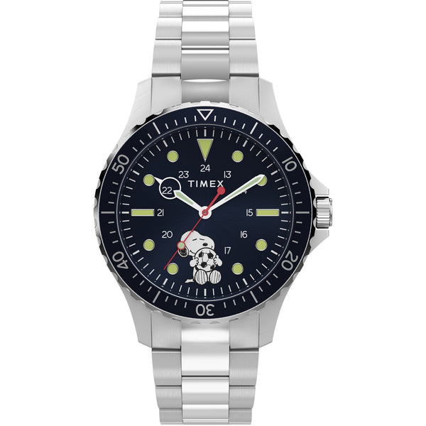 Timex Mens Peanuts 41mm Blue Dial Snoopy Football Watch