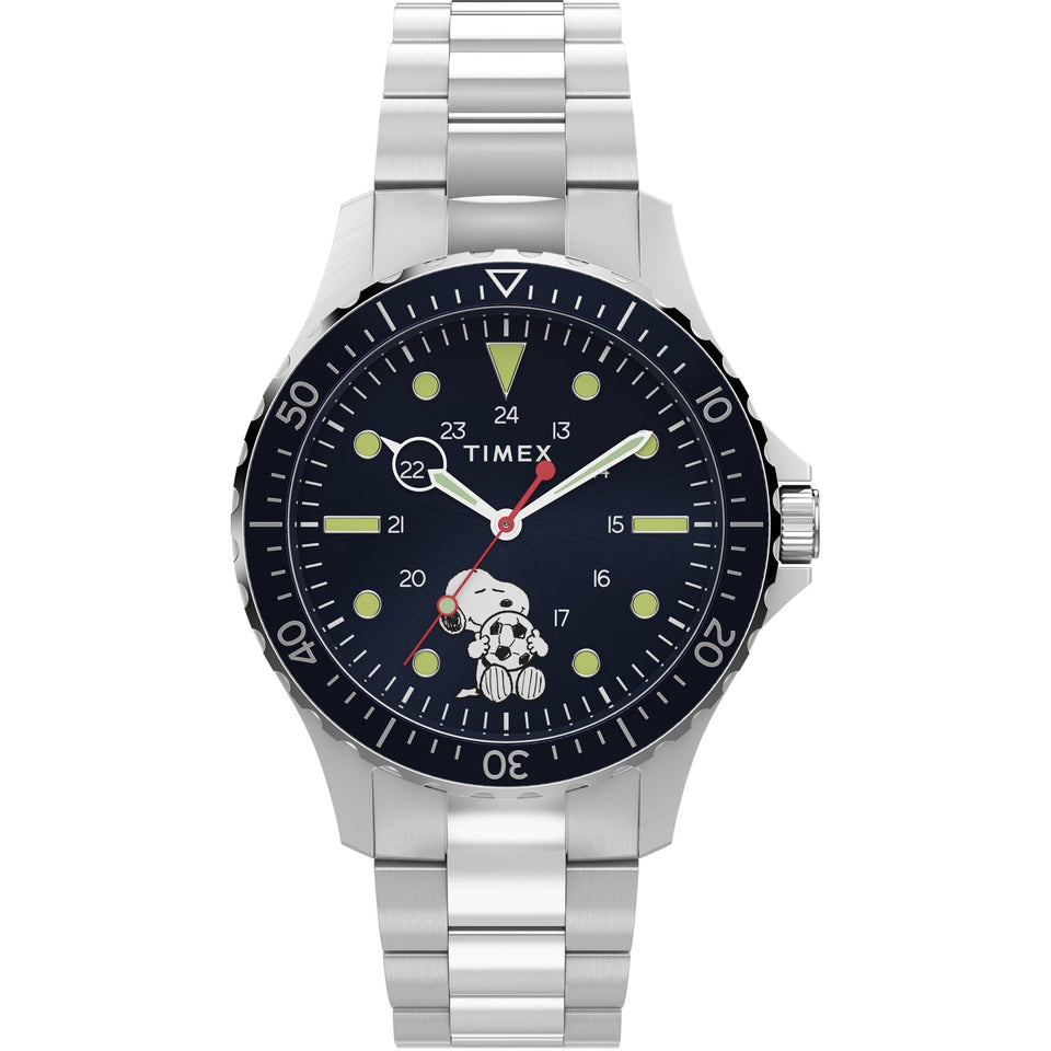 Timex Mens Peanuts 41mm Blue Dial Snoopy Football Watch
