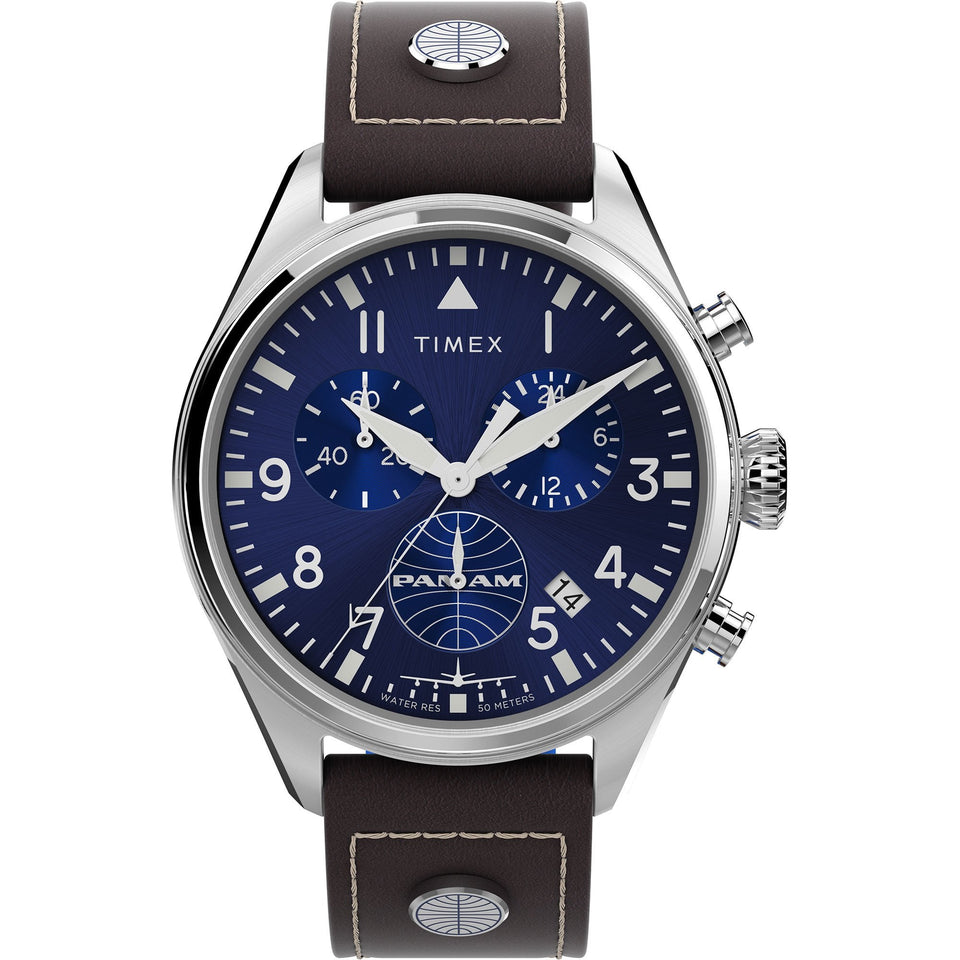 Timex Mens X Pan Am Waterbury 42mm Chronograph Watch