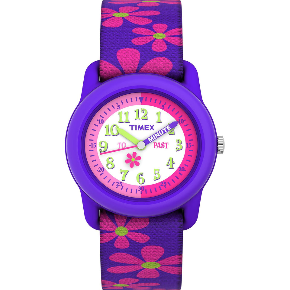 Timex TIME MACHINES 29mm Purple Floral Time Teacher Kids Watch