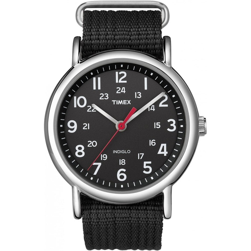 Timex Weekender Indiglo Black Canvas Strap Watch