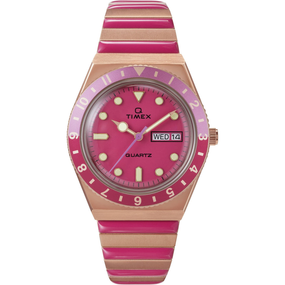 Timex Womens 36mm Q Rose Gold Tone Expander Watch