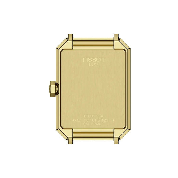 Tissot Ladies SRV Gold PVD Black Mother of Pearl Dial Leather Strap Watch
