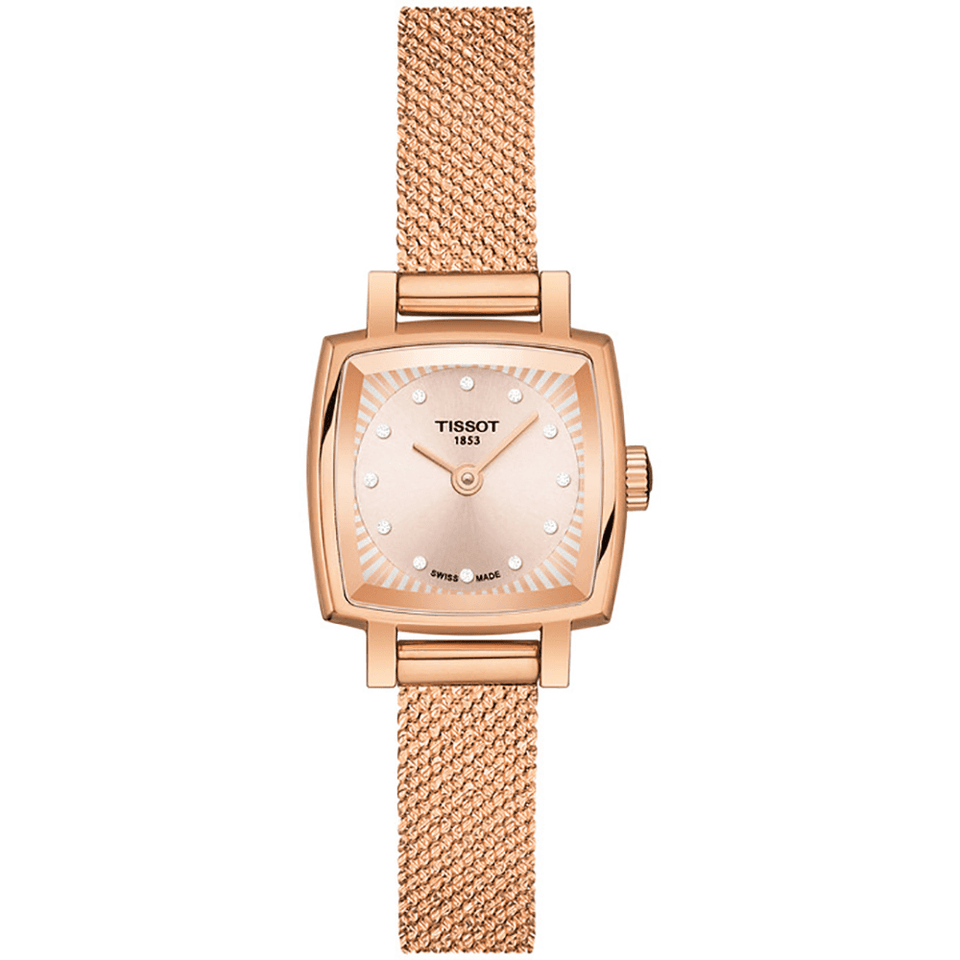 Tissot Lovely Square Diamond Set 20mm Watch | Rose Gold Colour