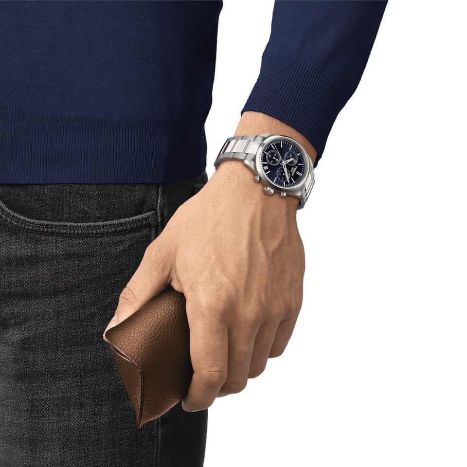 Tissot Men's 40mm PR 100 Chronograph Blue Dial Watch