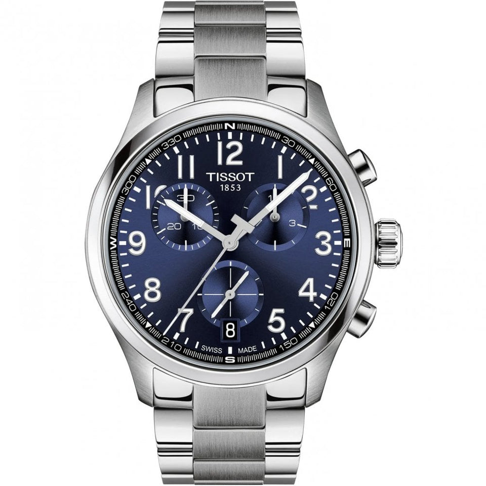 Tissot Men's Chrono L 42mm Blue Dial Steel Bracelet Chronograph Watch