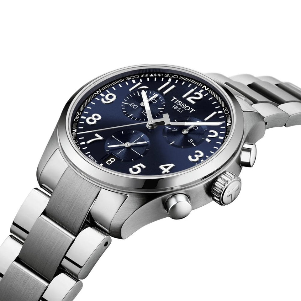 Tissot Men's Chrono L 42mm Blue Dial Steel Bracelet Chronograph Watch