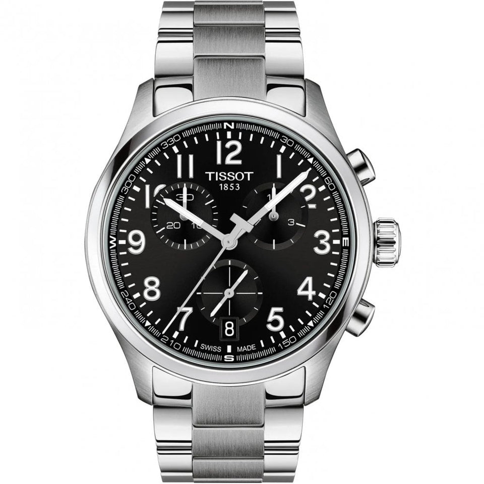 Tissot Men's Chrono L 42mm Chronograph Black Dial Steel Bracelet Watch