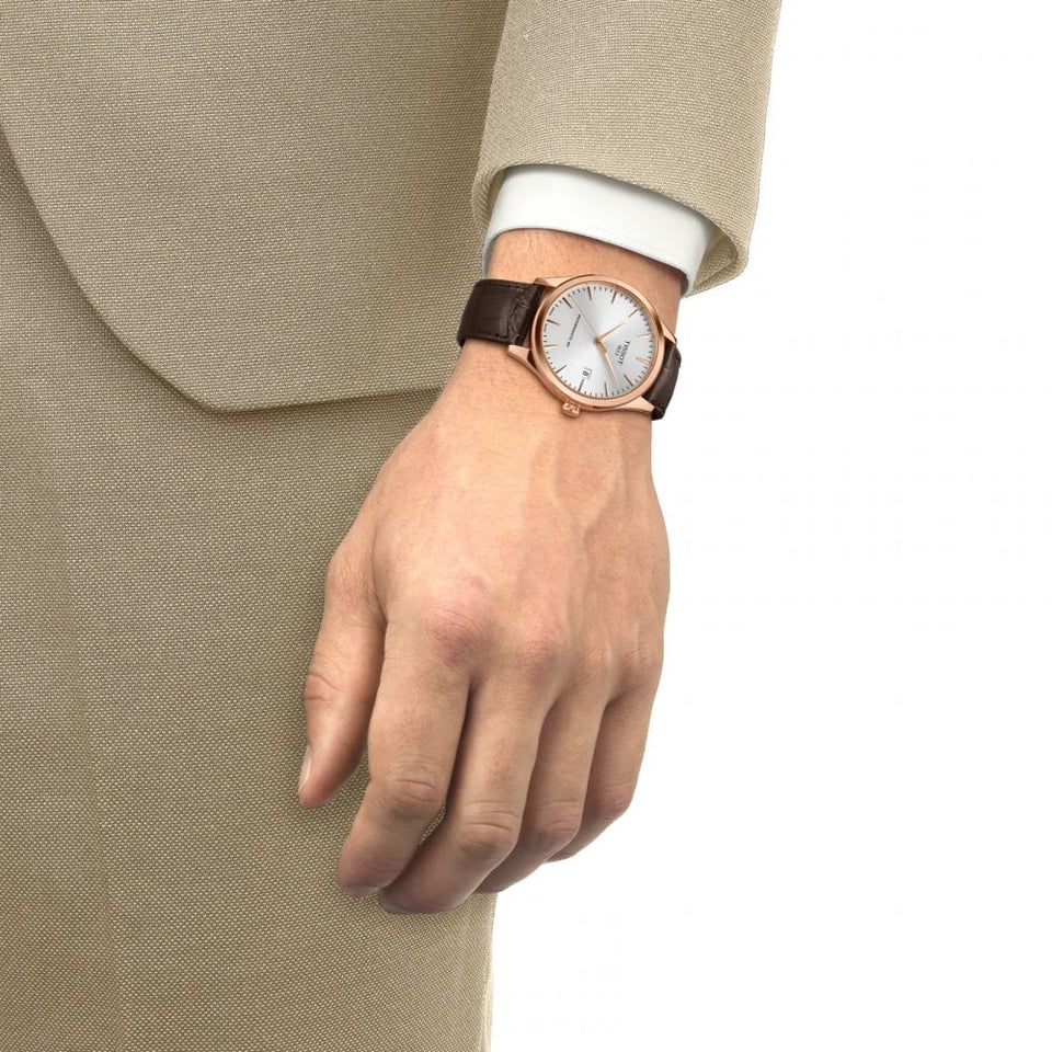 Tissot Men's Classic Dream 40mm Rose Detail Black Strap Powermatic 80 Watch