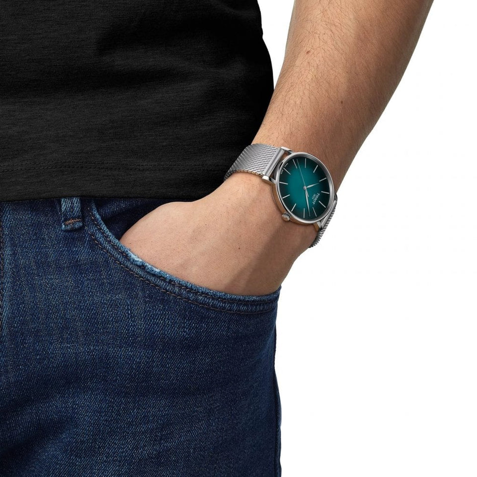 Tissot Men's Everytime Turquoise Dial 40mm Mesh Watch