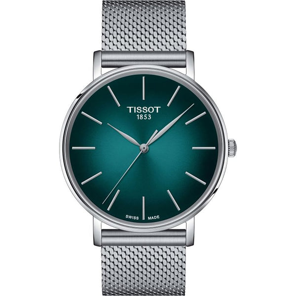 Tissot Men's Everytime Turquoise Dial 40mm Mesh Watch