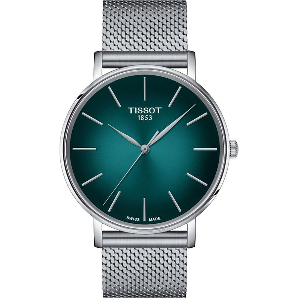 Tissot Men's Everytime Turquoise Dial 40mm Mesh Watch