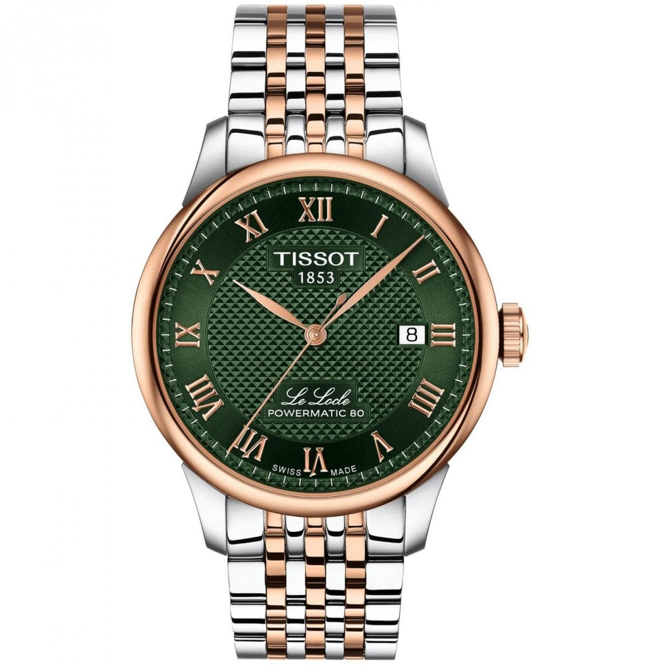Tissot Men's Le Locle Powermatic 80 Green Dial & Rose Detail Watch