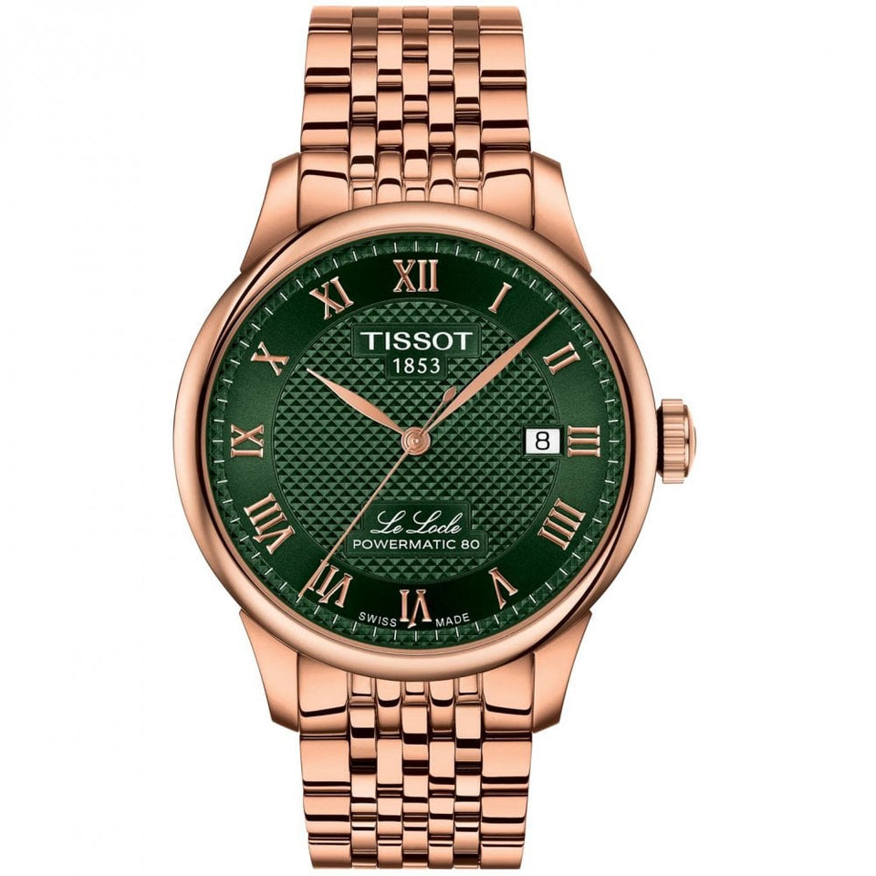 Tissot Men's Le Locle Rose Gold Green Dial 39mm Watch