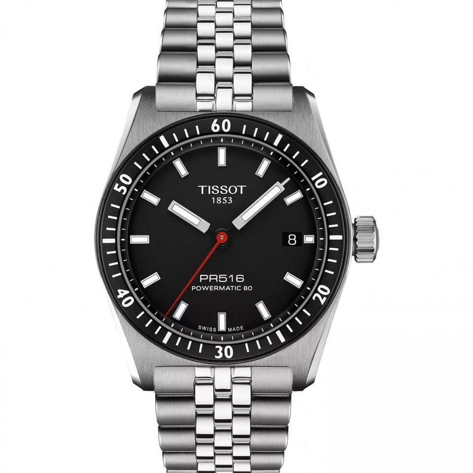 Tissot Men's PR516 Powermatic 80 Black Dial Bracelet Watch