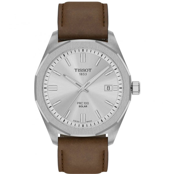 Tissot Men's PRC 100 39mm Brown Strap Solar Quartz Watch