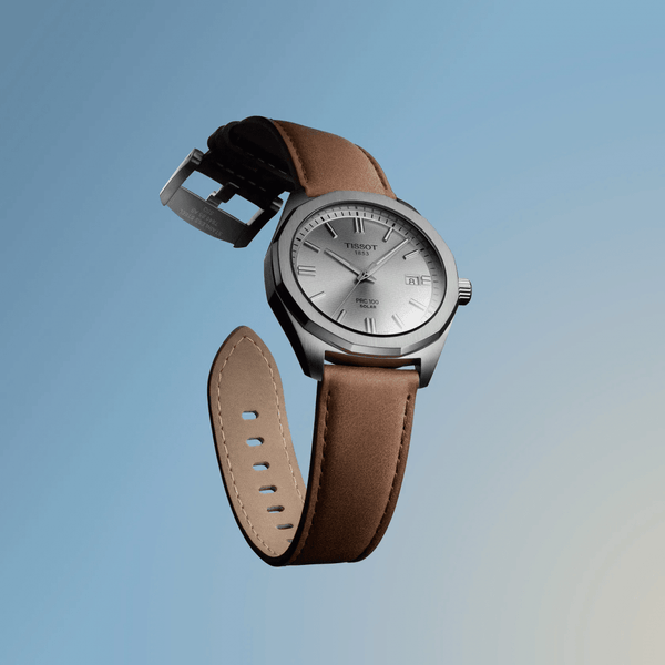Tissot Men's PRC 100 39mm Brown Strap Solar Quartz Watch