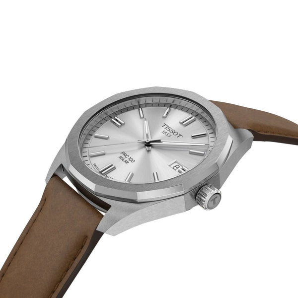 Tissot Men's PRC 100 39mm Brown Strap Solar Quartz Watch