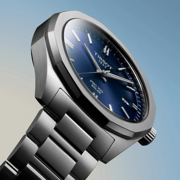 Tissot Men's PRC 100 Blue Dial 39mm Solar Quartz Watch