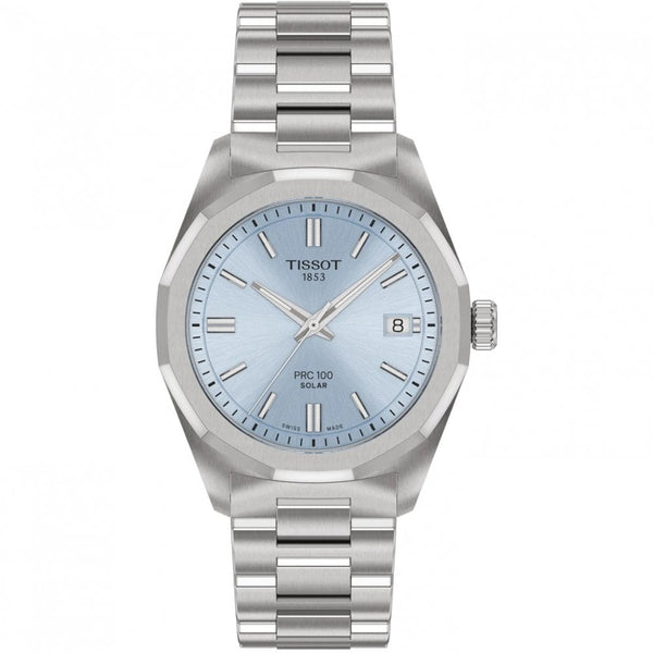 Tissot Ladies PRC 100 Solar 34mm Ice Blue Dial Watch