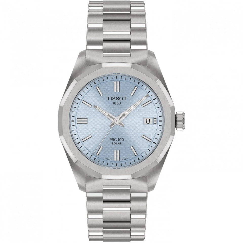 Tissot Ladies PRC 100 Solar 34mm Ice Blue Dial Watch