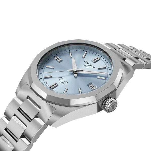 Tissot Ladies PRC 100 Solar 34mm Ice Blue Dial Watch