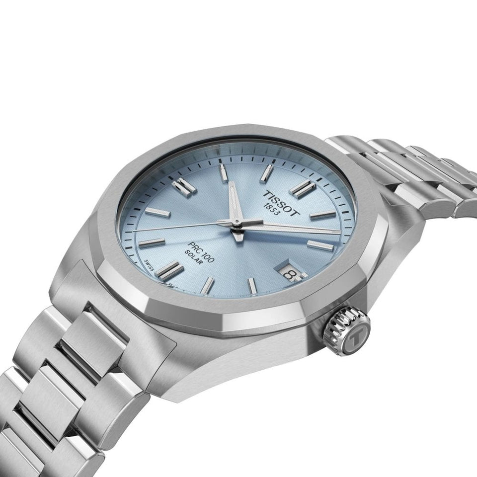 Tissot Ladies PRC 100 Solar 34mm Ice Blue Dial Watch