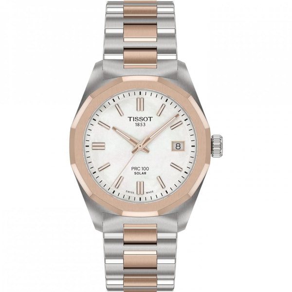 Tissot Men's PRC 100 Solar 34mm Rose & Silver Watch
