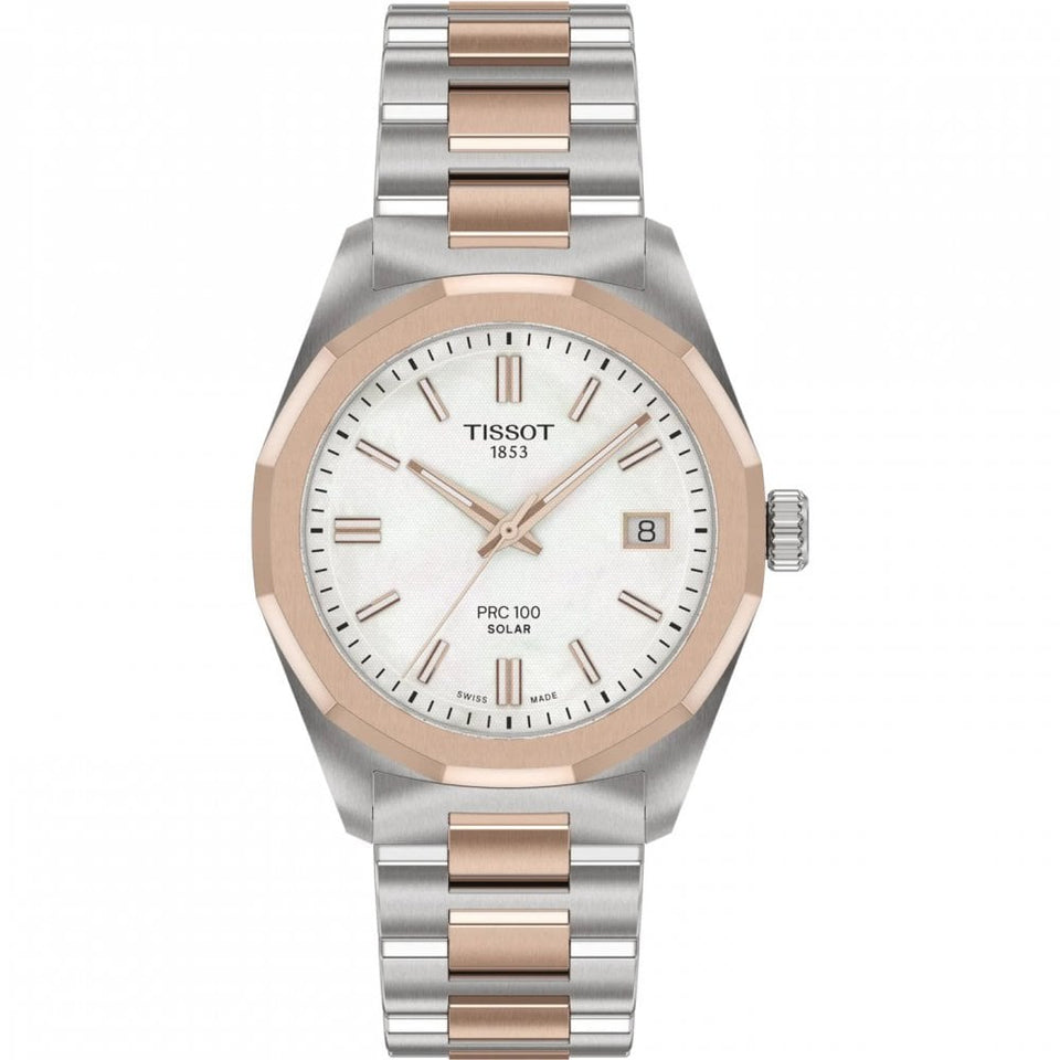Tissot Men's PRC 100 Solar 34mm Rose & Silver Watch