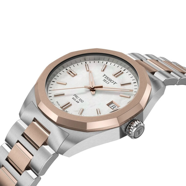 Tissot Men's PRC 100 Solar 34mm Rose & Silver Watch
