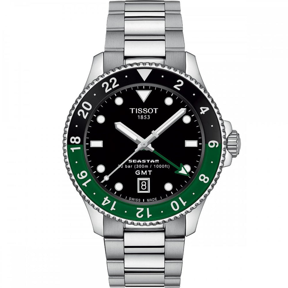 Tissot Men's Seastar 1000 Green & Black Quartz GMT Watch