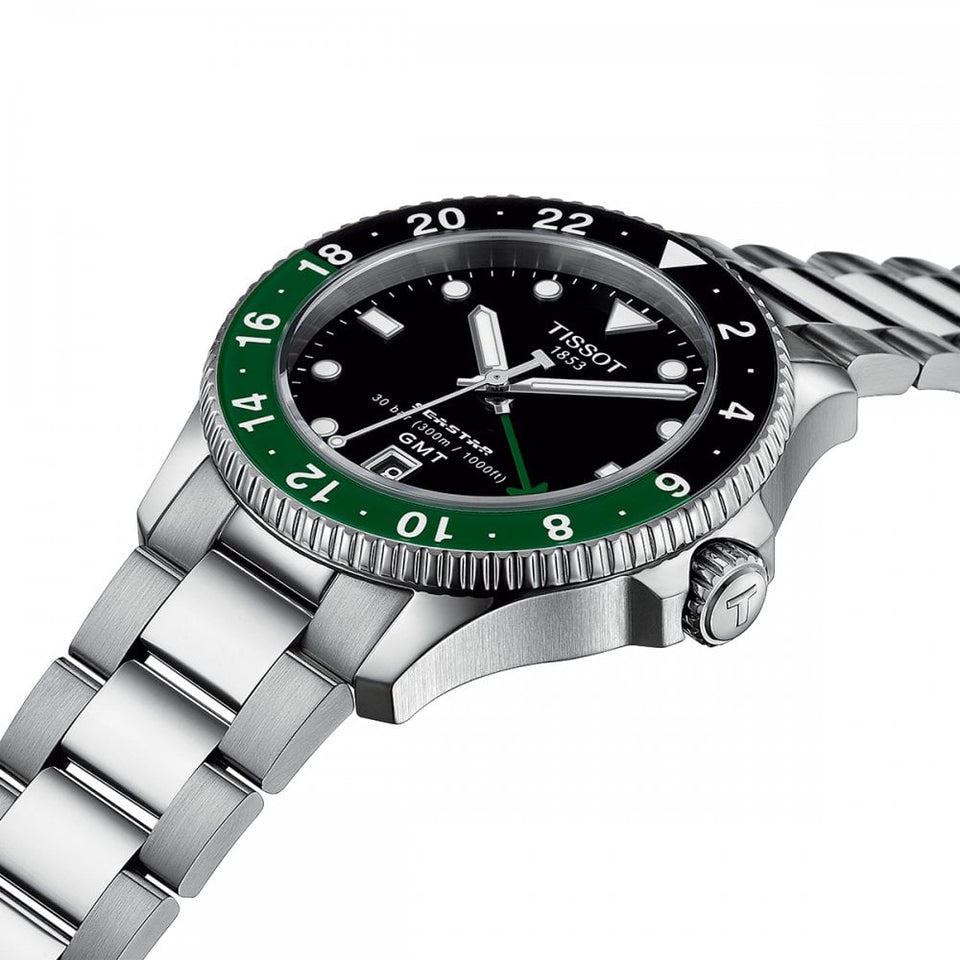 Tissot Men's Seastar 1000 Green & Black Quartz GMT Watch