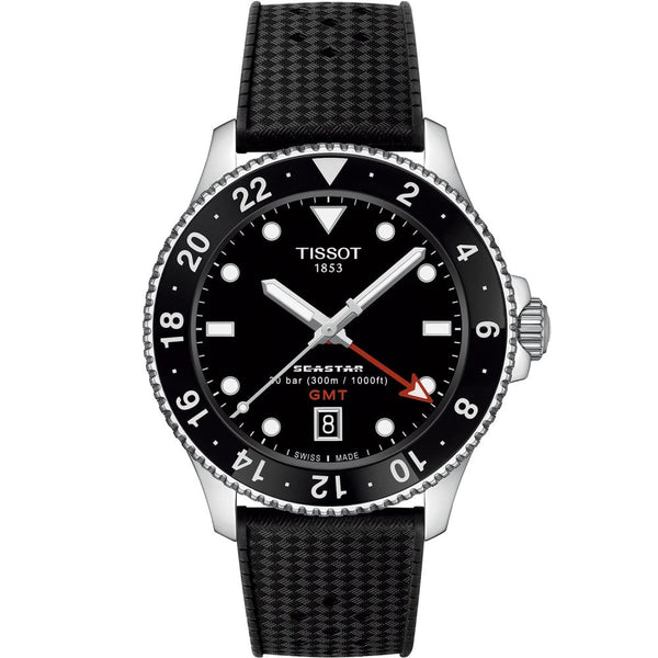Tissot Men's Seastar 1000 Quartz GMT Black Strap Watch
