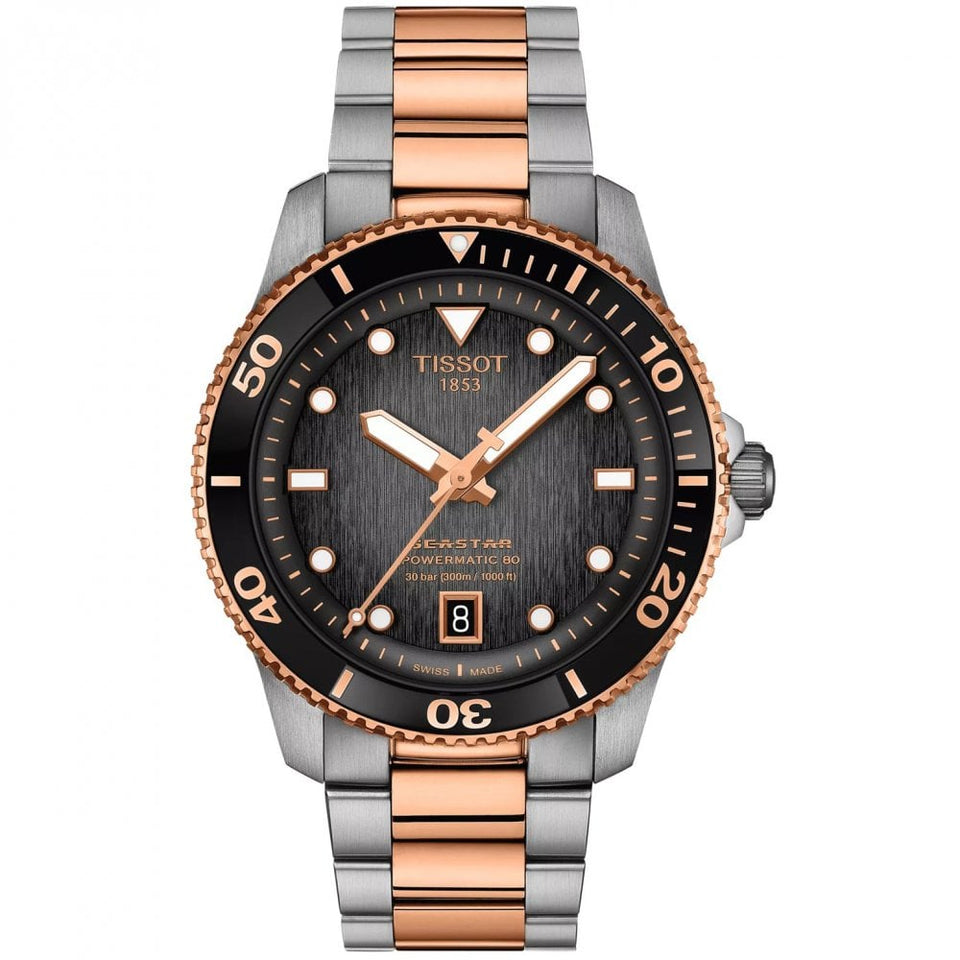 Tissot Men's Seastar 40mm Powermatic 80 Rose PVD Watch