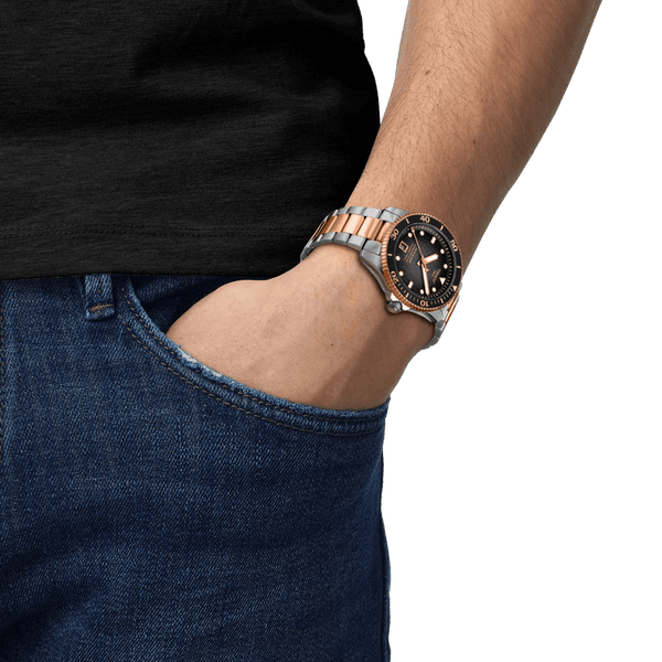 Tissot Men's Seastar 40mm Powermatic 80 Rose PVD Watch