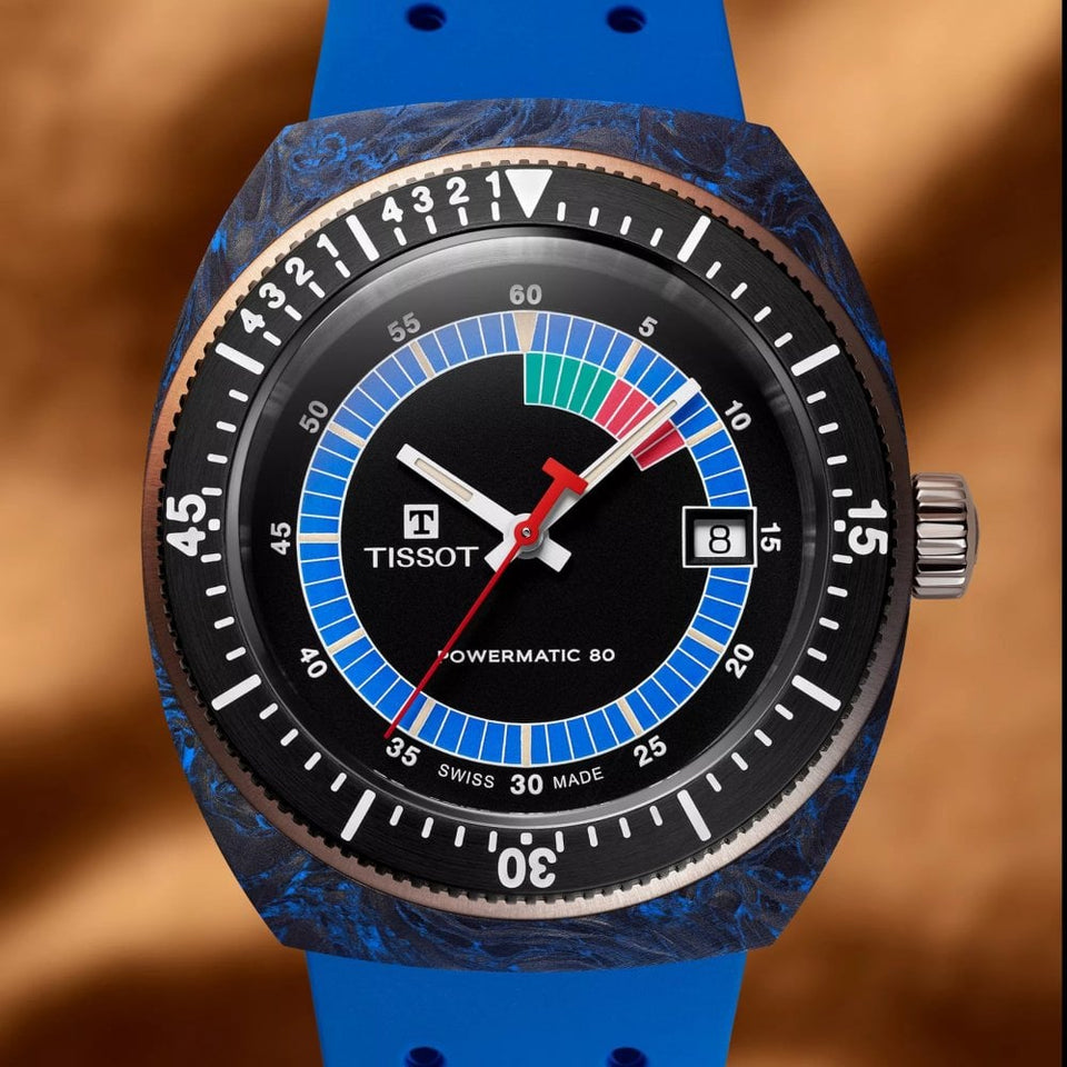 Tissot Men's SIDERAL S Blue Rubber Strap Carbon Watch
