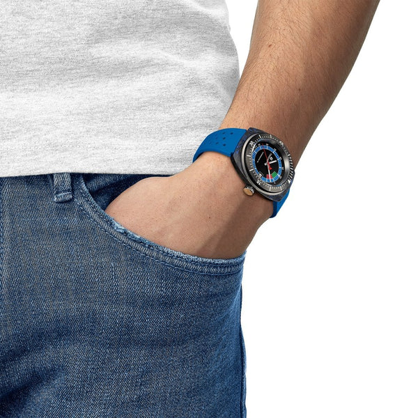 Tissot Men's SIDERAL S Blue Rubber Strap Carbon Watch