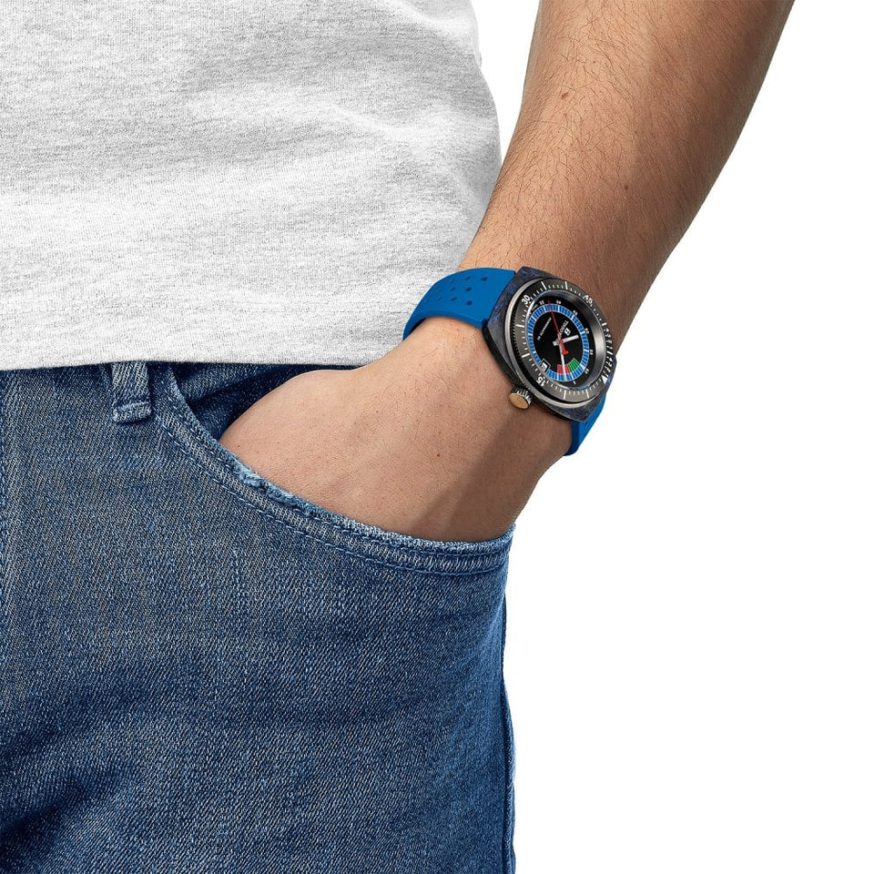 Tissot Men's SIDERAL S Blue Rubber Strap Carbon Watch
