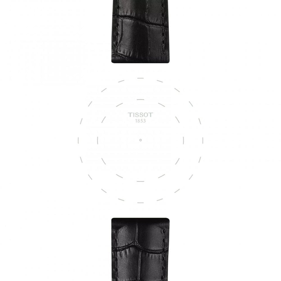 Tissot Official Black Alligator Style Leather Strap 22mm