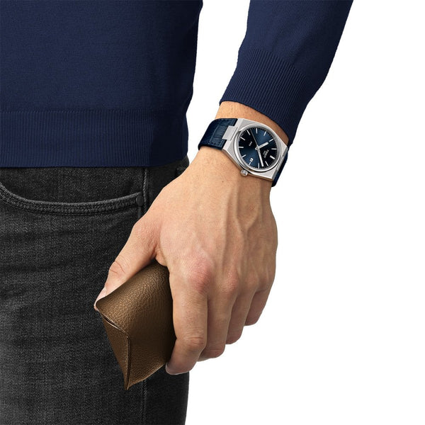 Tissot PRX Blue Dial 39.5mm Leather Quartz Watch