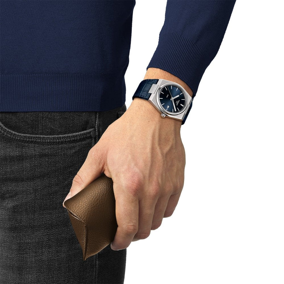 Tissot PRX Blue Dial 39.5mm Leather Quartz Watch
