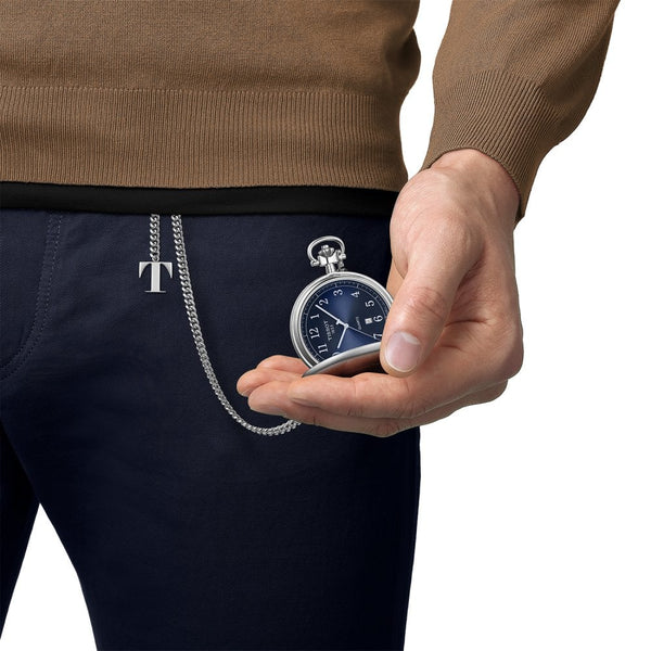 Tissot Savonette 48.5mm Blue Dial Quartz Pocket Watch