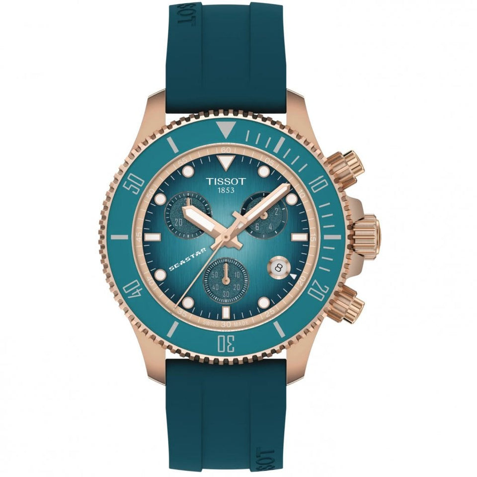 Tissot Seastar 1000 Quartz Chronograph 38mm Teal Strap Watch