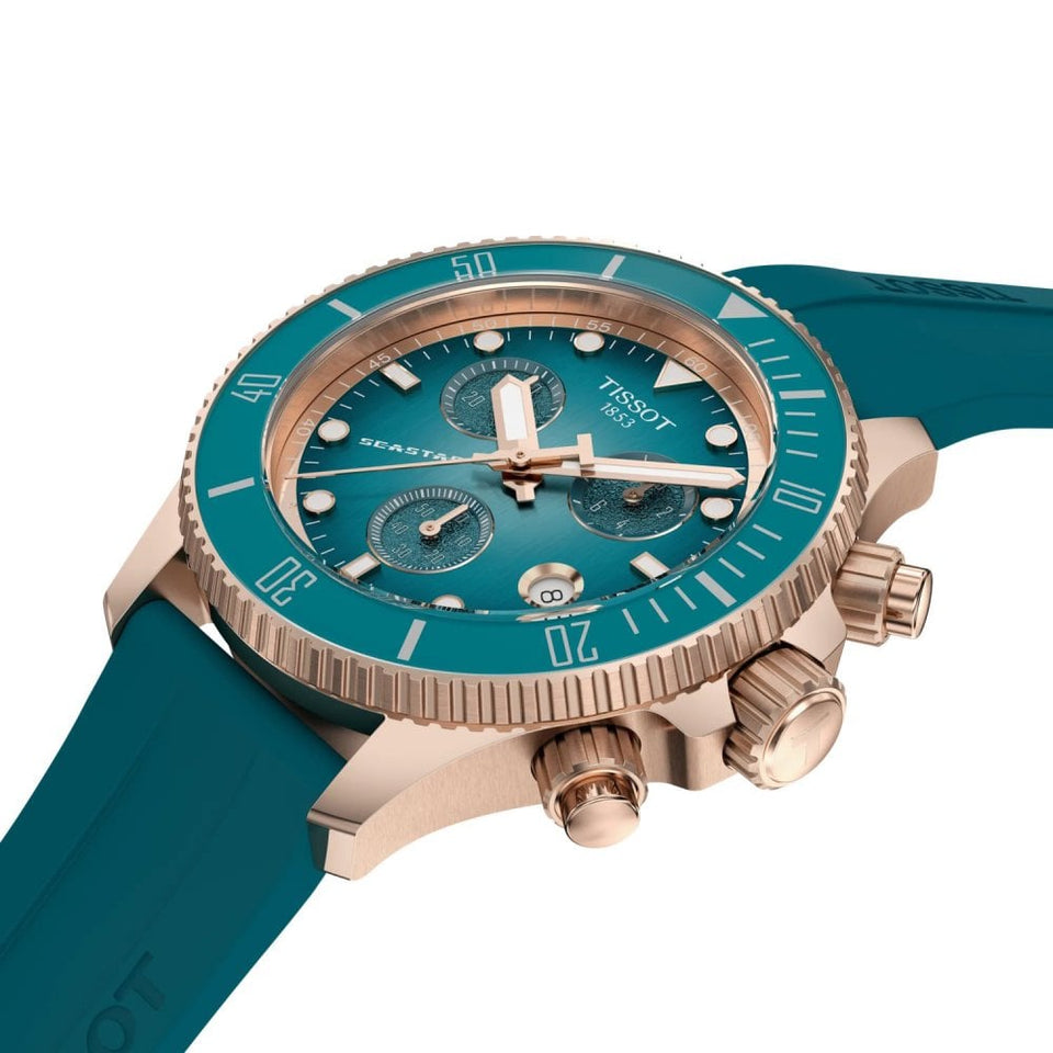 Tissot Seastar 1000 Quartz Chronograph 38mm Teal Strap Watch